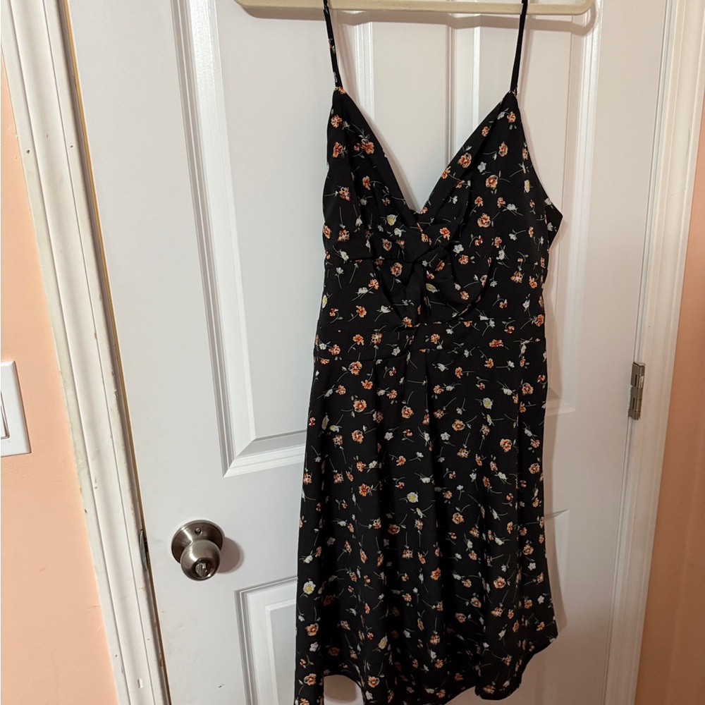 SHEIN Black and White Mini Sundress with Spaghetti Straps